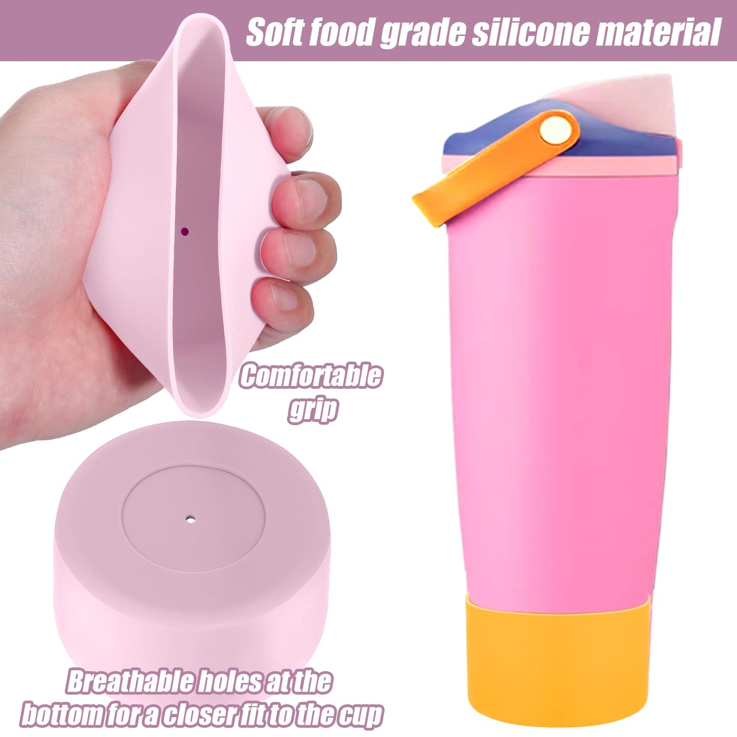 Mity rain 2PCS Protective Silicone Boots for Owala 30oz & 40oz FreeSip Sway Bottles & Tumblers - Accessories for owala, Enhances Stability & Prevents Scratches (Golden Yellow & Pastel Pink)
