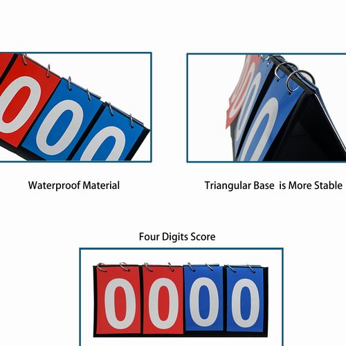 ZUFECY Table Top Scoreboard, Score Keeper Flipper Scoreboard for Basketball Tennis Badminton Sports (4-Digit)