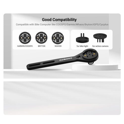 CooSpo Out-Front Bike Computer Extended Mount MT6S, Compatible for Cycling Computer Aero Integrated Handlebar, Compatible with Garmin Edge/Wahoo Elemnt/Bryton/iGPSPORT/GoPro Mount Adapter