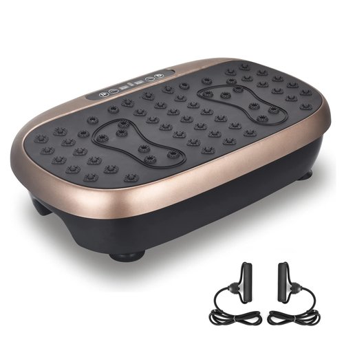 EILISON Atom Vibration Plate Exercise Machine - Full Body Vibration Plate for Lympathic Drainage with Acupressure - Home Fitness with Loop Bands for Weight Loss, 300lbs Capacity (Atom Brown)