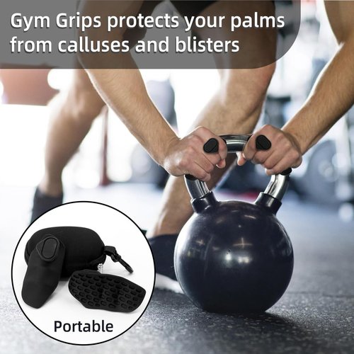 Gym Workout Grips for Women Men, Rubber Fingerless Anti-Slip Grips Gloves Pull Up Grips No Sweaty Palm Grips Hand Protection for Gym Training and Exercise, Weight Lifting, Bar Pad (Pair)