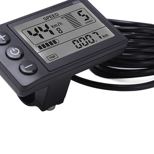Electric Bike LCD Display, S866 LCD Display Sm Plug Electric Bike LCD Display Panel IP65 Waterproof LCD Display Meter for 22.2mm/0.9in Handlebars