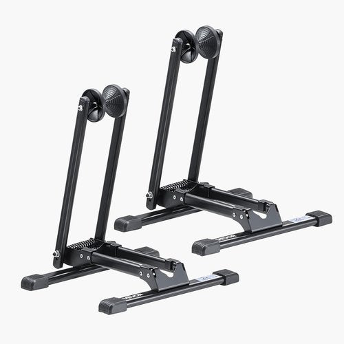 VEVOR Bike Racks 2 Pack, Fits 20 to 29 Inch Mountain & Road Bikes, Alloy Steel Rust-Resistant Bike Floor Stand Rack, Foldable Bicycle Stand for Entryway, Garage, Home Bikes Parking & Storage, Black