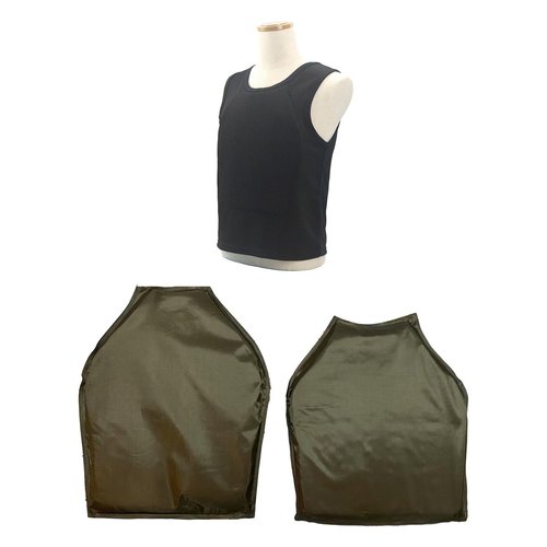 Concelable Вu𝐥𝐥𝐞tprọọf Vest T-shirt -Front & Back Plate-IeveI NlJ 3A Body Arrnor Hidden Protective (Black-T-shirt+front and back plates,L)