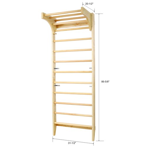 Wooden Swedish Ladder Stall Bars – Adjustable Pull-Up Bar for Gymnastics, Physical Therapy, Strength Training & Home Fitness – Durable Beech & Pine Wood, Wall-Mounted
