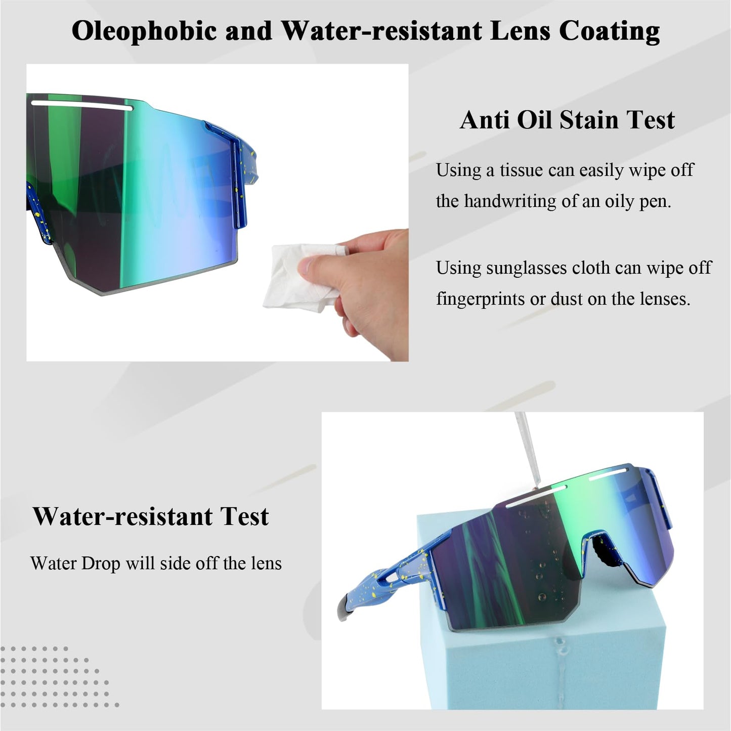 Ukoly Cycling Sunglasses with Interchangeable Nose Pad Men Women, Sports Sunglasses, Fishing Baseball Sun glasses