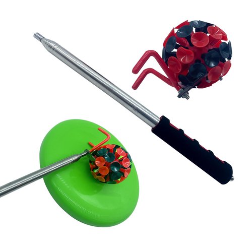 ishenkea 2 in 1 Disc Golf Retriever，16 Ft Disc Retriever Disc Golf，Extendable Disc Golf Retriever Pole with Suction Cup and Hook to Retrieve Discs in Water, Trees, Rocks, Bushes