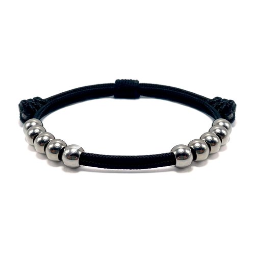 LAMIBEE Golf Stainless Steel 10 Beads Score Counter Bracelet, 2mm Paracord Durable Thread Resizable Easy to Adjust Round Scoring Tracker, Golf Accessory (8mm Black)