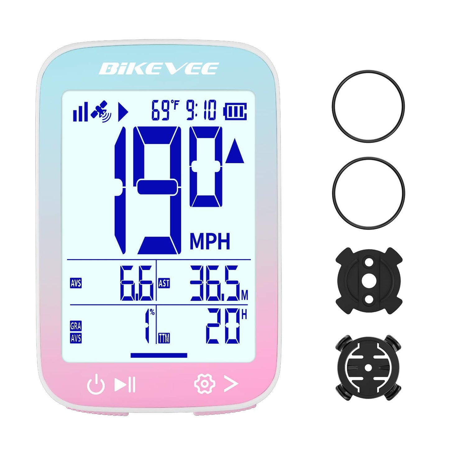 Bikevee GPS Bike Computer Wireless Cycling Computer with Auto Backlight, Bicycle Speedometer Odometer, Waterproof GPS Speed Tracker for Road Mountain Bikes - Pink