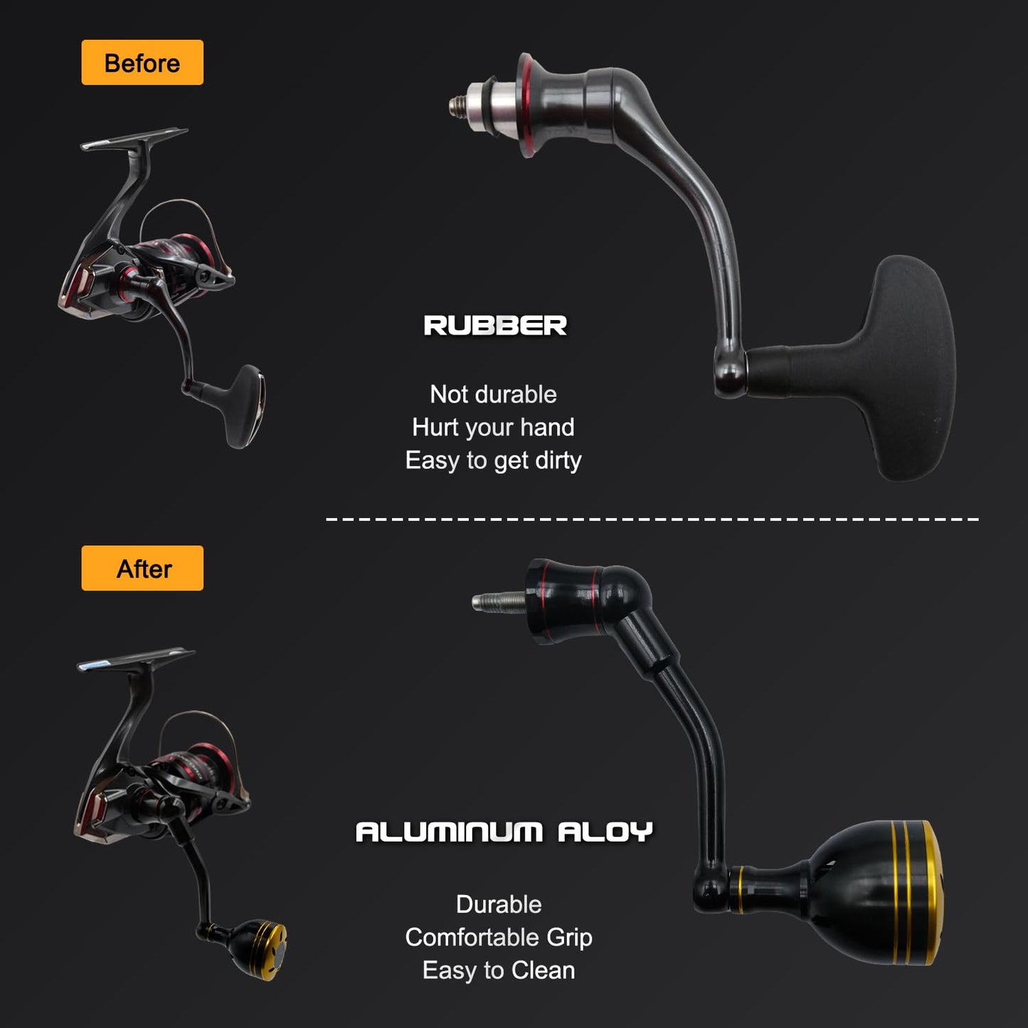 JINOHNAMILL 63mmPower Handle for Shimano Stradic FL FM Stella Vanford Vanquish Nasci G