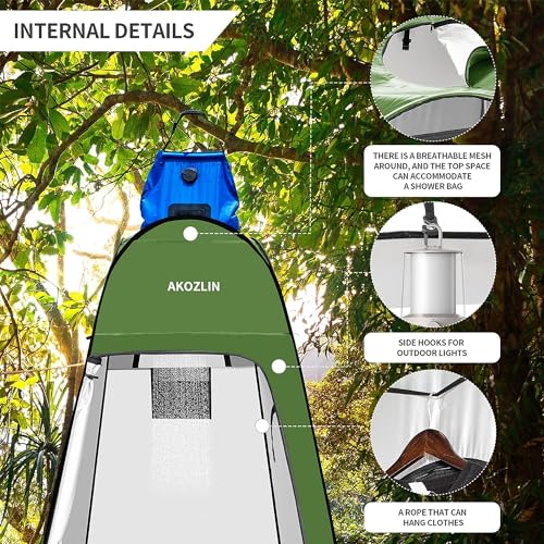 Portable Pop-Up Shower Tent with Silver Coating, 74.8 Inch High