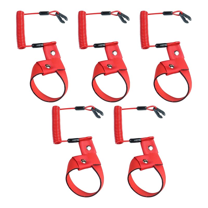 5PCS Kill Switch Lanyard with Wrist Strap for Yamaha Jet Ski WaveRunner (Red 5PCS)