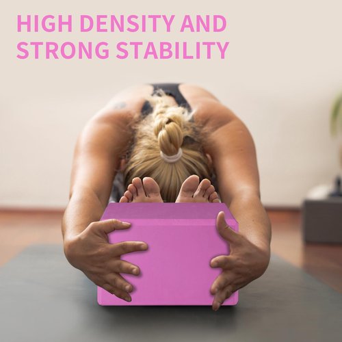 Yoga Block, Large Yoga Block 9x6x4 Inches, Sturdy Yoga Foam Blocks, High Density & Non Slip Surface for Yoga, Pilates & Stretching, Fitness Accessories for Stability & Balance (Magenta)