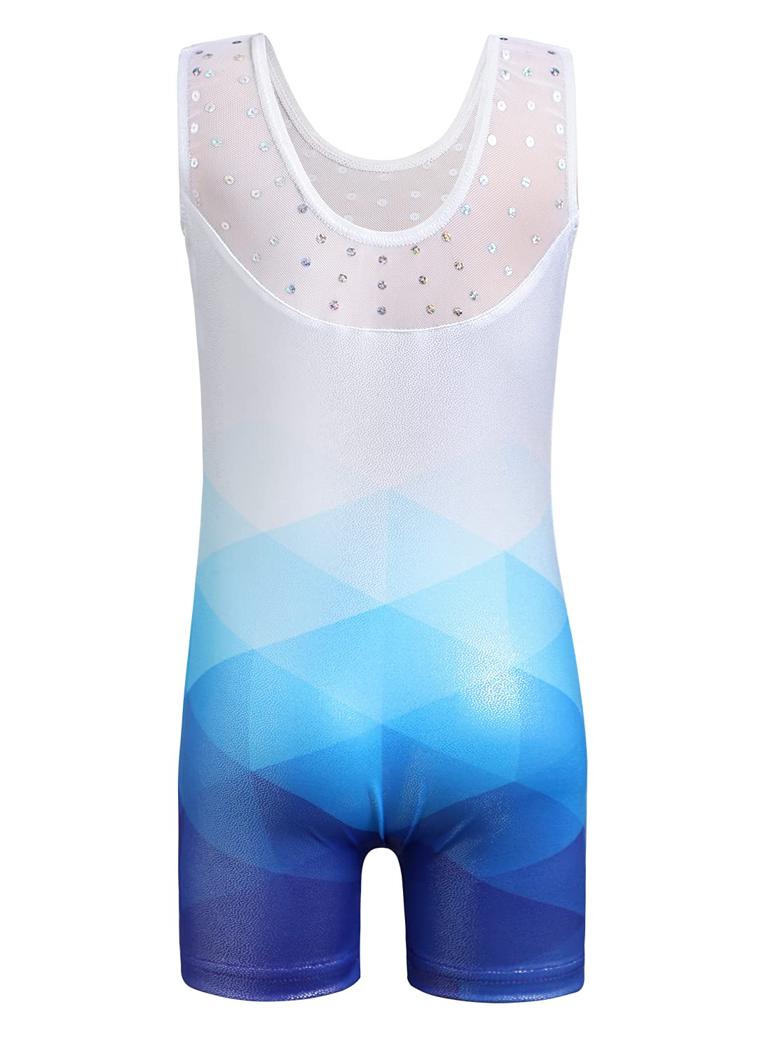Leotards for Girls Gymnastics Unicorn Athletic Dance Wear Shiny Rainbow Blue Hotpink (White Blue, 3-4T)