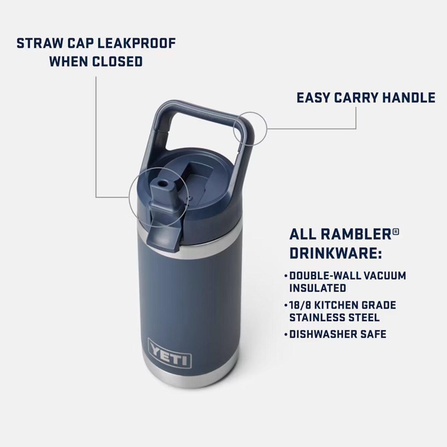 YETI Rambler Jr. 12 oz Kids Bottle, with Straw Cap, Cherry Blossom