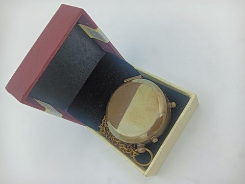 Decor&More to My Grandson Brass Prayer Compass with Wooden Box Religious Gift for Men, Graduation Gift Hiking & Traveling