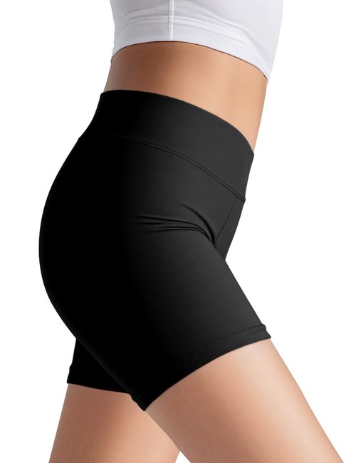 JOCMIC Girls Athletic Shorts Kids Dance High Waisted Yoga Short for Bike Gym Volleyball Running Black 11-12 Years