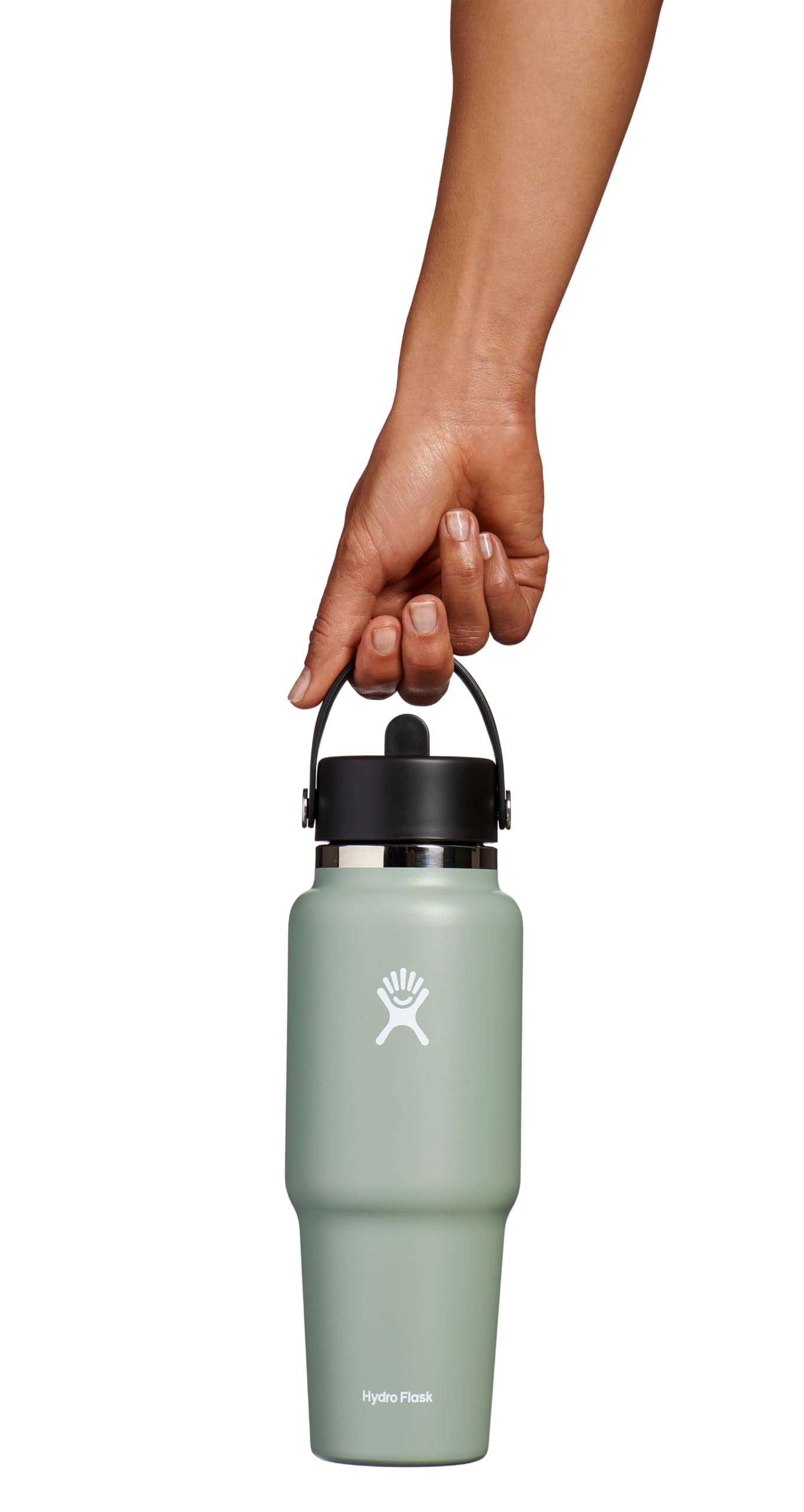 Hydro Flask Travel Water Bottle - Insulated Stainless Steel - Wide Straw Liid, Non Spill, Leakproof in 32 Oz Agave
