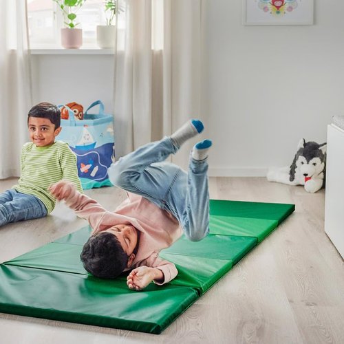 Folding Gym Mat, Thick Exercise Mat, Non-Slip Portable Floor Mat for Yoga, Home Workouts, Lightweight & Easy to Fold for Storage, Green, 30.75 x 72.88 inches
