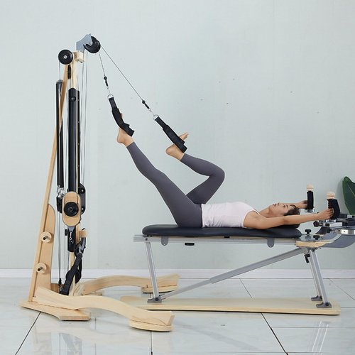 SwAcch Professional Maple Wood Pulley Tower Pilates GYRO Equipment Pilates Reformer for Studio Spine Corrector for Beginner Yoga Aid Equipment Ergonomic Design
