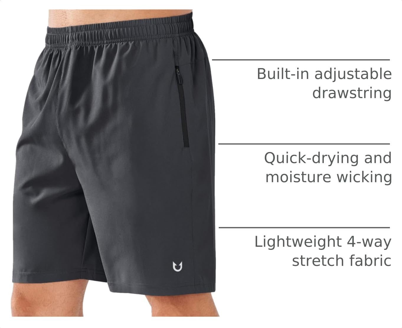 NORTHYARD Men's Athletic Running Shorts Quick Dry Lightweight Zip Pockets