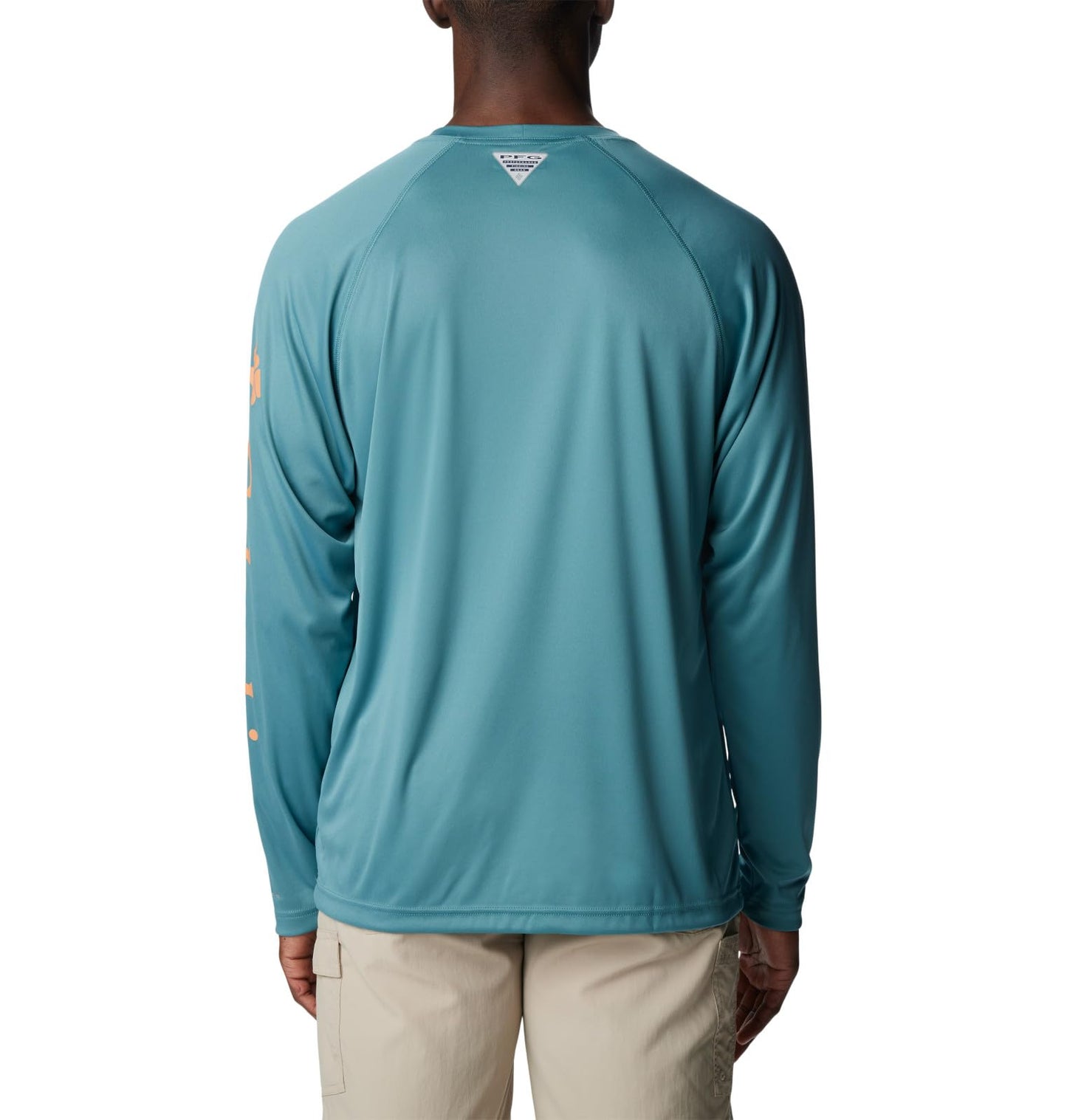 Columbia Men's Terminal Tackle Long Sleeve Shirt, Tranquil Teal/Orange Reef Logo, 4X Big