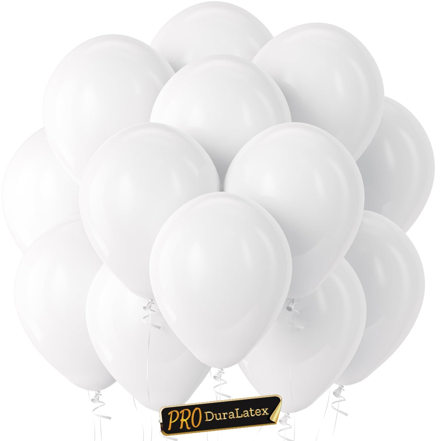 Bezente Pro Duralatex White Balloons - 100 Pack 12 inch Extra-Thick White Balloons for Long-Lasting Professional Party Decorations, Large Wedding Birthday Graduation Bridal Shower