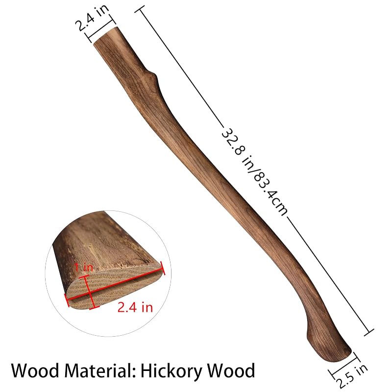 32.8-Inch Hickory Axe Handle Replacement Kit with Wedges - Includes 1 Wooden + 2 Steel Wedges (Variation of THIS listing: 32.8 Inch)