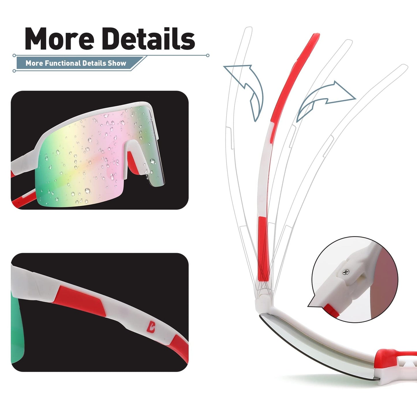 Bevi Sports Sunglasses Polarized Lens with TR90 Durable and Flexible Frame for Men Women Running Driving Cycling Etc 2736HC5