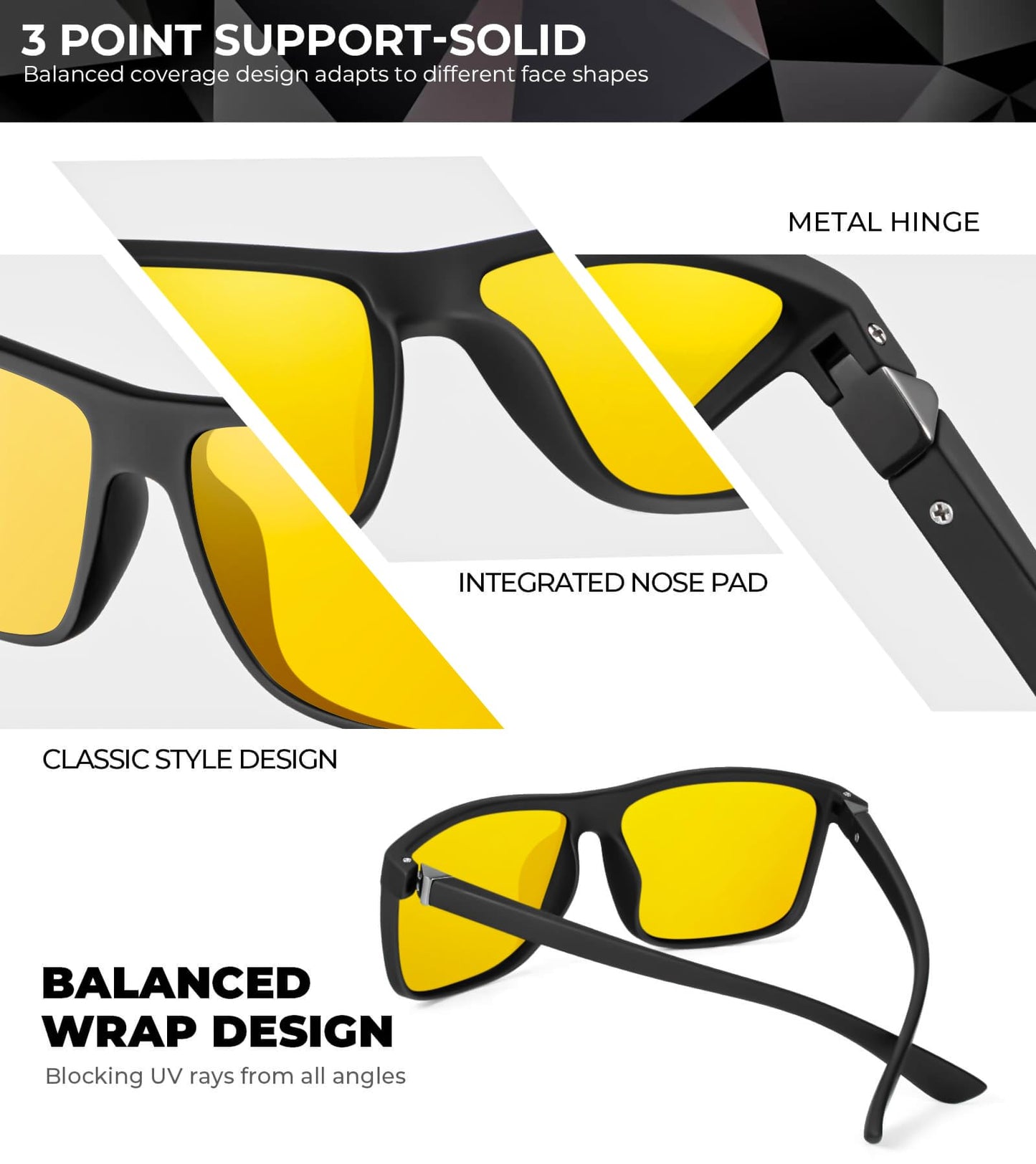 KALIYADI Polarized Sunglasses for Men and Women, Mens Sunglasses Polarized with UV Protection for Driving Fishing Golf (3 Packs)