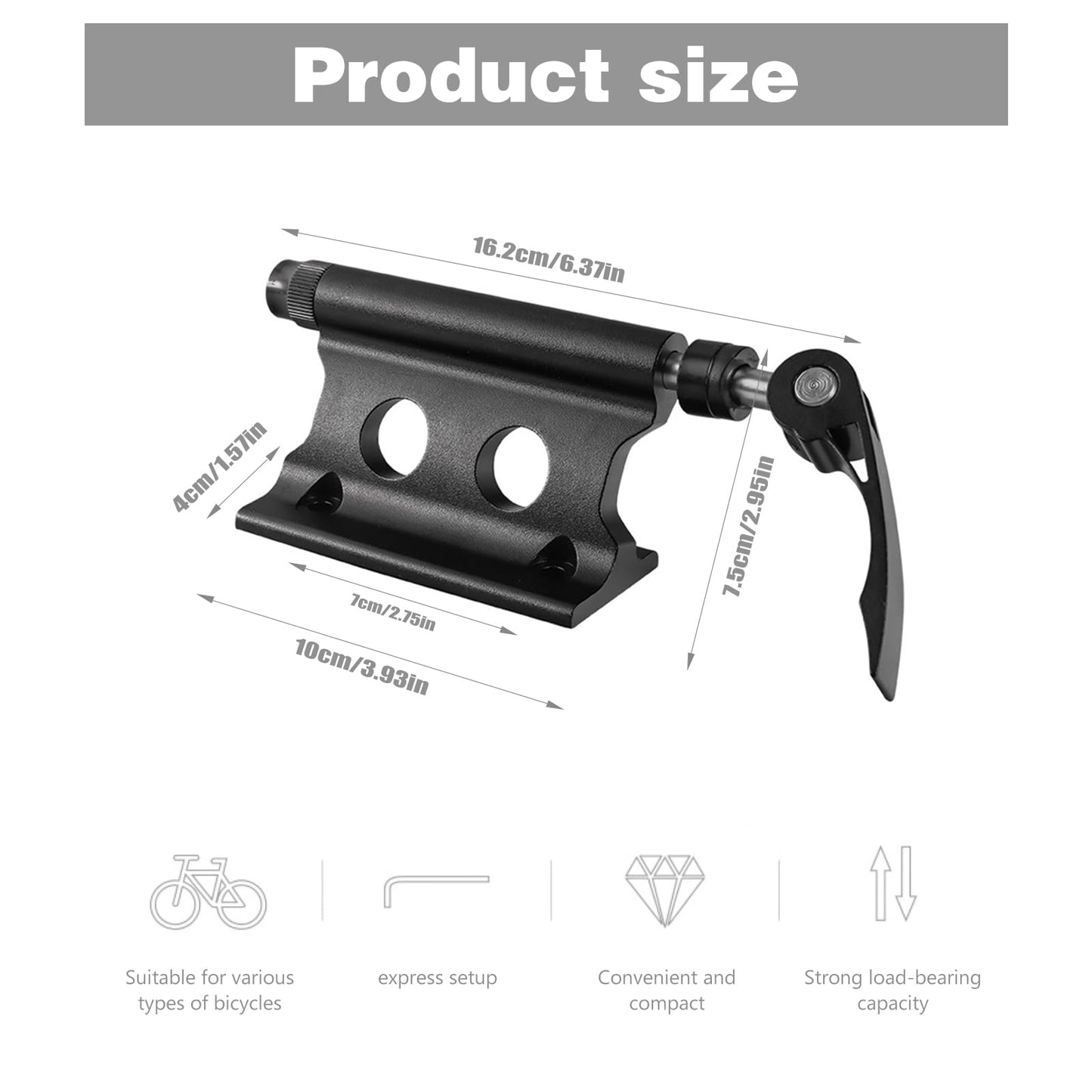 Bike Fork Mount, Bicycle Fork Rack Block, Bicycle Fork Mount, Aluminum Alloy Quick Release Bike Fork Mount Holder, Travel-Friendly, Multi-Bike Compatible, Black