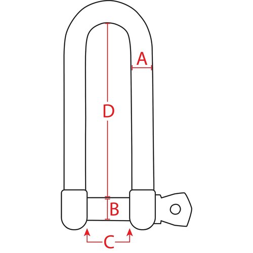 Extreme Max 3006.8207.2 BoatTector Stainless Steel Long D Shackle - 3/8", 2-Pack