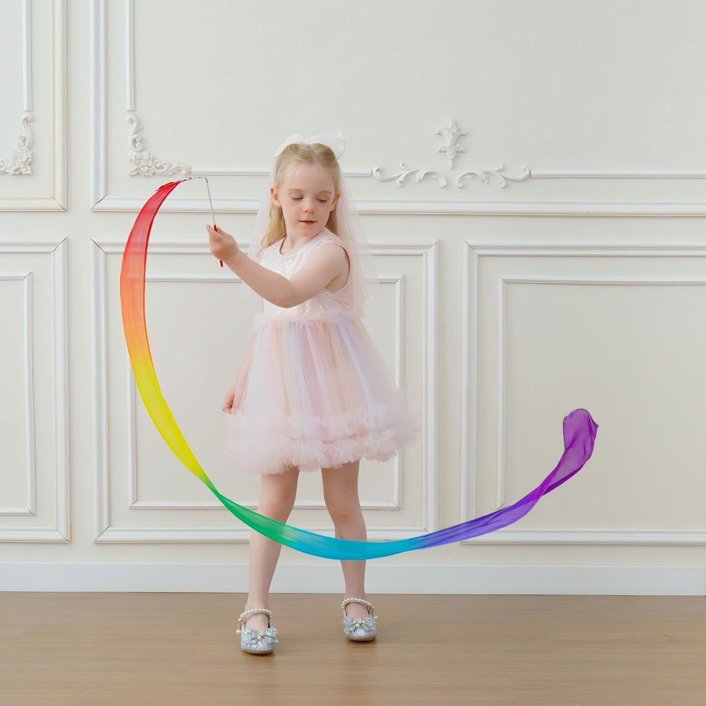 HiUnicorn 100% Silk Dance Ribbons Rainbow Streamers, Ribbon Dancer Wand for Kids Gymnastics Dance Party Favor Decoration, Praise Church Worship Flags, Play Silks Toys for Toddlers