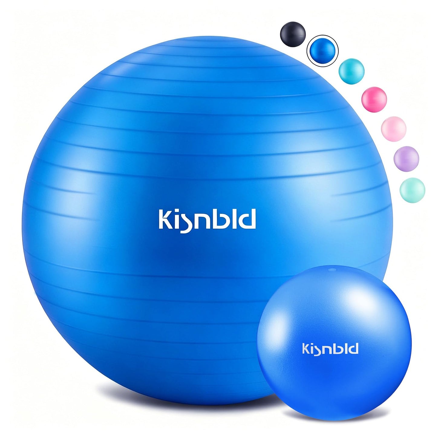 kisnbld Exercise Ball, Extra Thick Yoga Ball for Workout Pregnancy Stability, 4 Sizes Anti-Burst Balance Ball with Foot Pump - Heavy Duty Fitness Ball Chair for Office, Home & Gym