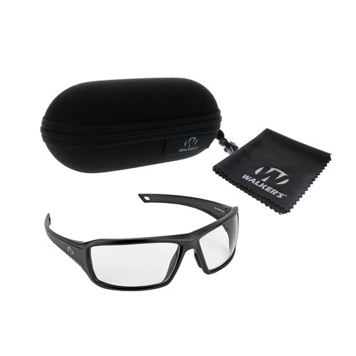 Walker's IKON Forge Full Frame Shooting Glasses | Impact-Resistant Non-Slip Frame Hunting Shooting Eyesight Protection Glasses, Microfiber Lens Cloth & Carry Case Included, Clear