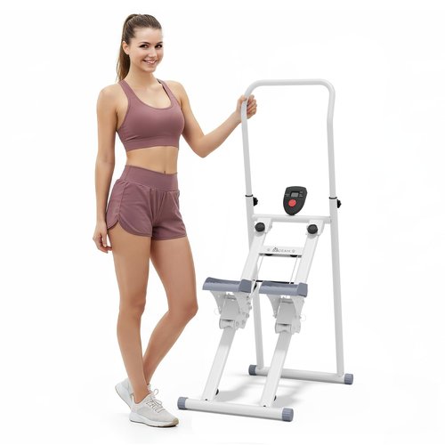 Stair Stepper for Home Gym Exercise, Stair Climber for Full Body Workout with Adjustable Handlebar & Pedals, Compact Foldable Vertical Cardio Exercise Climber with LCD Display