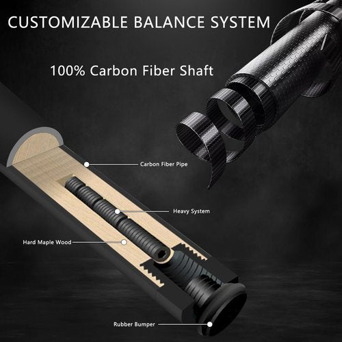 CUPPA 58" Canadian Maple & Carbon Fiber Cue Stick – Pro-Grade 10.5mm Tip for Precision Control in 9-Ball, Snooker & Competitive Play! Gift-Ready with Luxury Case