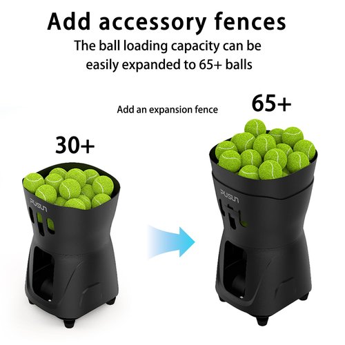 PUSUN PT Mini Pro Tennis Machine - Portable Smart Trainer for Beginners, 65+ Ball Capacity, 3-5H Battery Life, Adjustable Ball Speed & Angle, APP & Remote Control (Black)