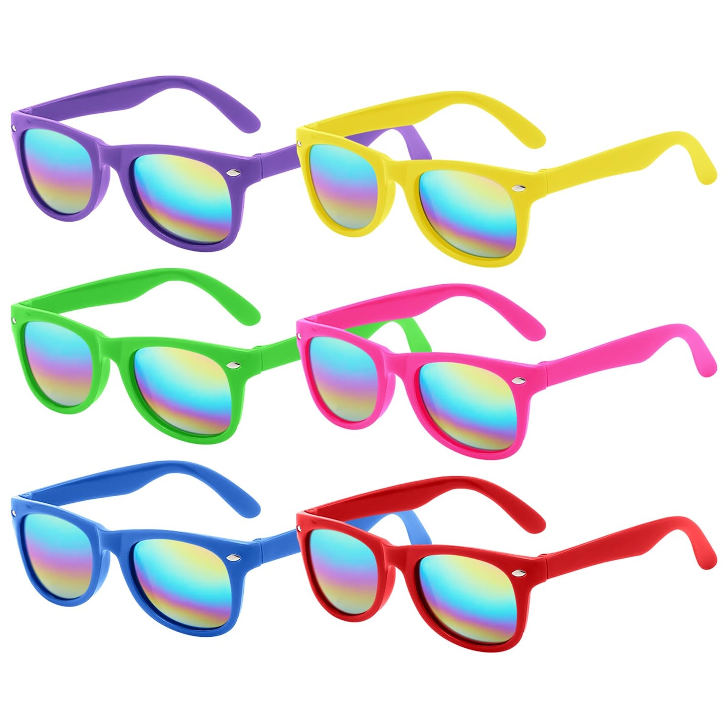 GoodUping 6 Pcs Kids Sunglasses Bulk with UV Protection, Neon Sunglasses Party Favors for Boys Girls, Summer Outdoor Accessories for Beach Pool Birthday Graduation Party Supplies