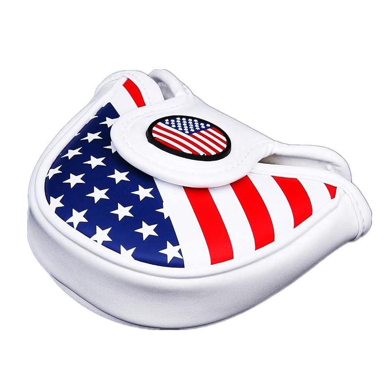 US Flag Mallet Putter Headcover - Magnetic PU Leather Golf Club Cover for Scotty Cameron X5, Odyssey & Titleist Putters
