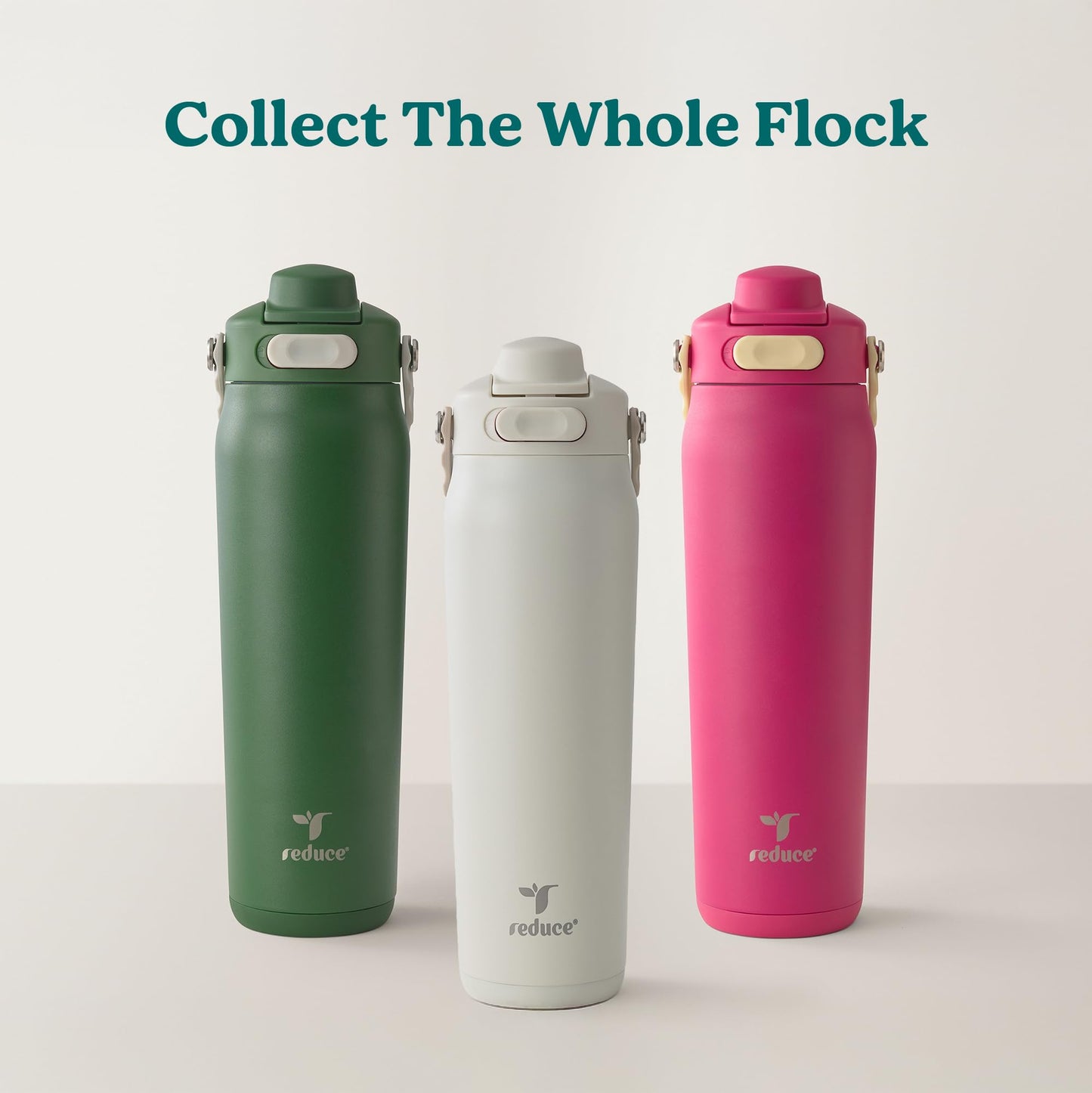 REDUCE Aura Vacuum Insulated 26 oz Water Bottle - Leak-Proof & Chug Spout for Quick Hydration - Keeps Drinks Cold for 30 Hours - Removable Handle for Travel or Gym - Soft Sit Base - Lilac Bud