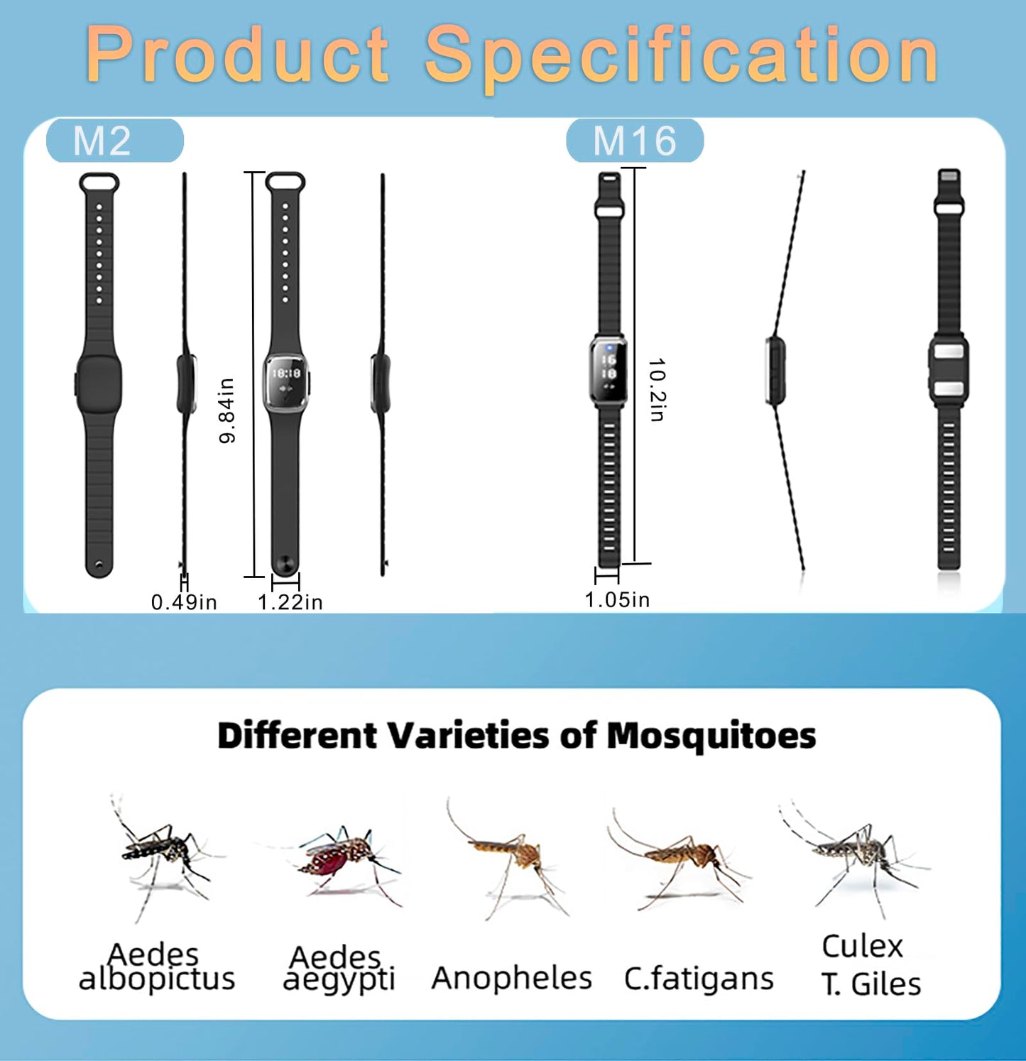Ultrasonic Mosquito Repellent Bracelets Watch Adjustable Silicone Wristbands Outdoor Bracelets for Kids & Adults Non-Toxic Natural (1Pack M2 Beige Watch)