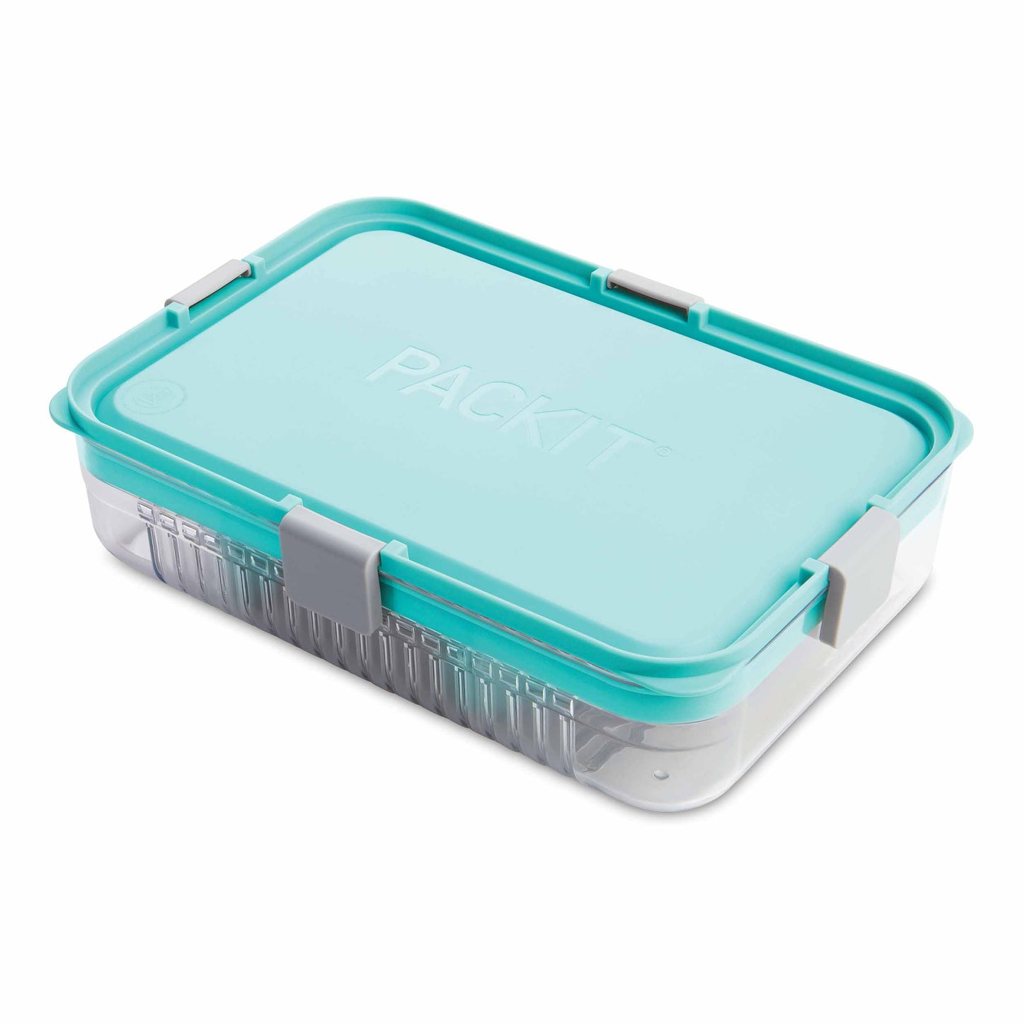 PackIt Mod Large Bento Food Storage Container, Mint, Shatterproof Crystal Clear Base, with Leak-resistant Dividers, Lid, Microwavable, Dishwasher Safe, Designed for Storing Large Meals and Leftovers