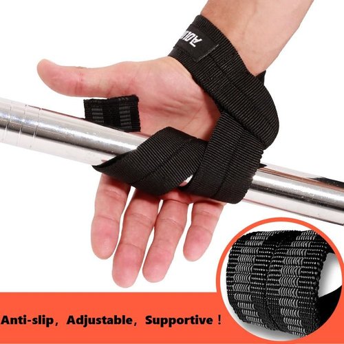 Weightlifting Wrist Straps, Padded Neoprene Lifting Straps for Powerlifting, Deadlifts, Strength Training, Bodybuilding, 18-inch Cotton for Enhanced Grip
