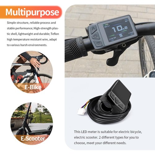 Ebike Color Screen Display Meter KT-TF01U （with USB） 24V 36V 48V 52V Electric Bike Conversion Kit LCD Display for KT Controller Kit(White Plug SM Plug)
