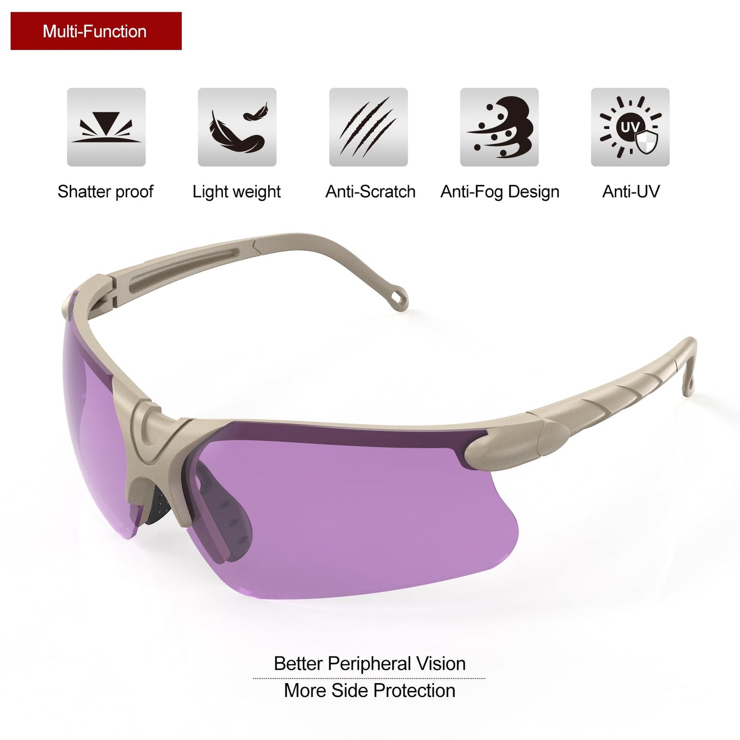 xaegistac Shooting Glasses with Case Anti Fog Hunting Safety Glasses for Adults