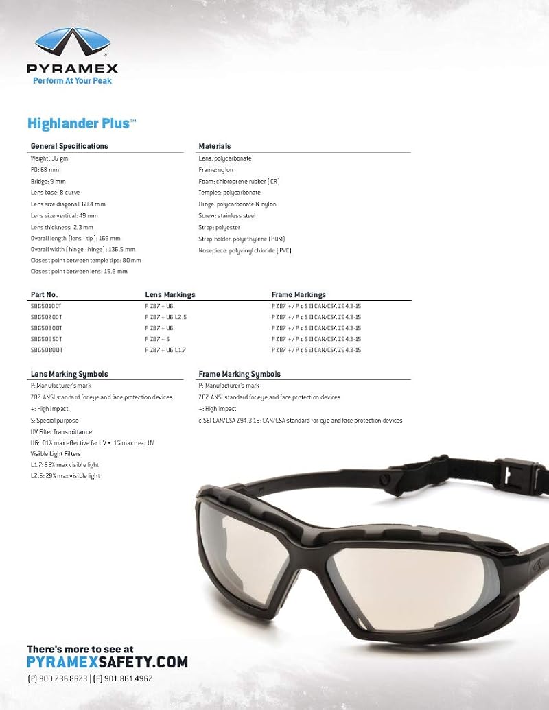 Pyramex Highlander XP Safety Eyewear – Black-Gray Frame, Amber Anti-Fog Lens, Universal Fit
