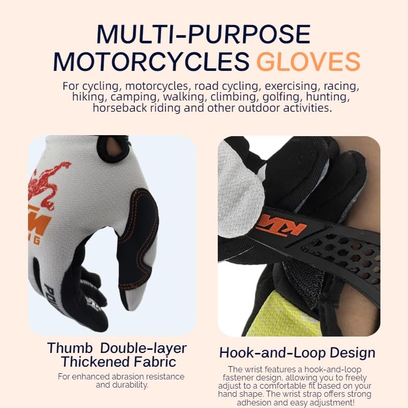 Blue Off-Road Motorcycle Gloves Men Women Breathable Non-Slip Sports Gear - Medium