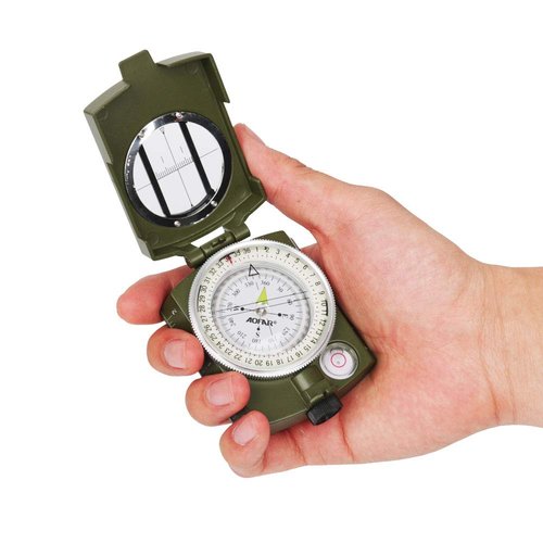AOFAR Military Compass AF-4580 Lensatic Sighting Navigation, Waterproof and Shakeproof with Map Measurer Distance Calculator, Pouch for Camping, Hiking, Hunting, Backpacking (Camo)