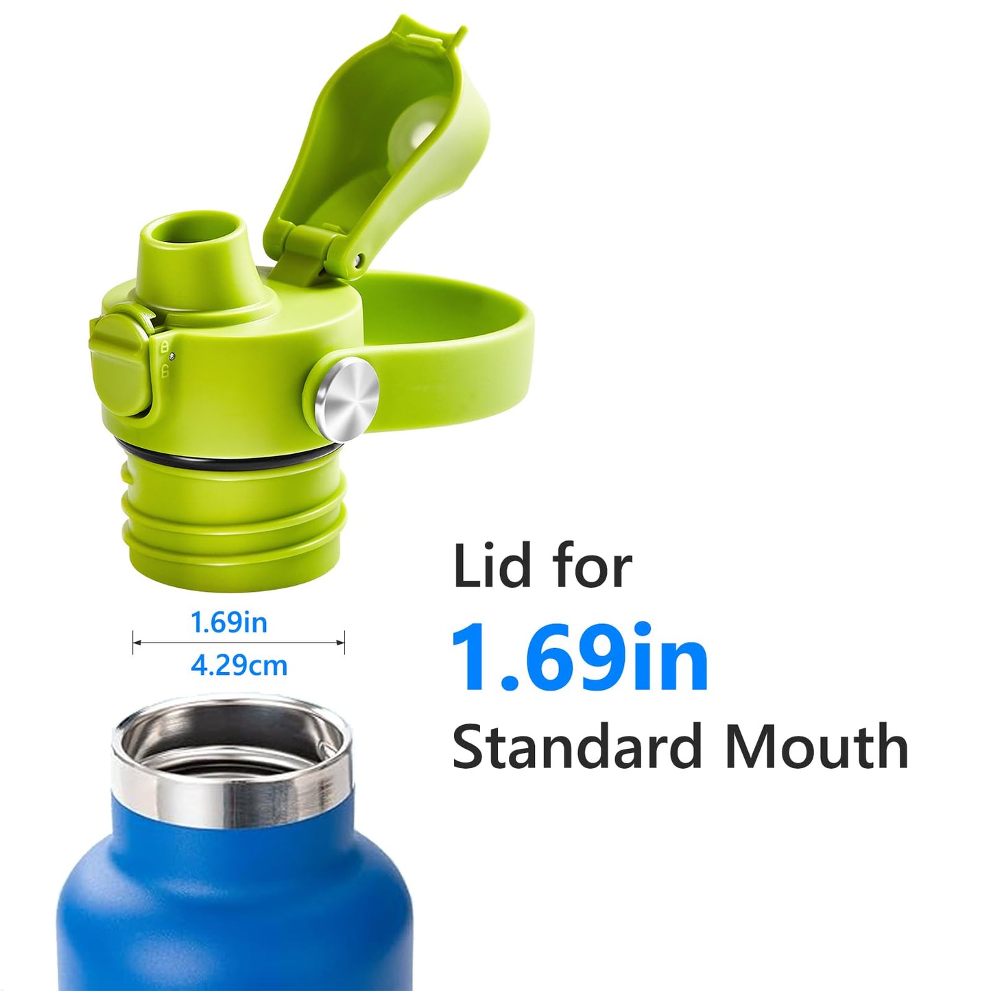 XACIOA Flip Lid for Hydroflask Standard Mouth, Replacement for Hydro Flask Lid, Spout Cap for Narrow Mouth Water Bottle for Simple Modern Iron Flask Accessories, BPA Free, Green